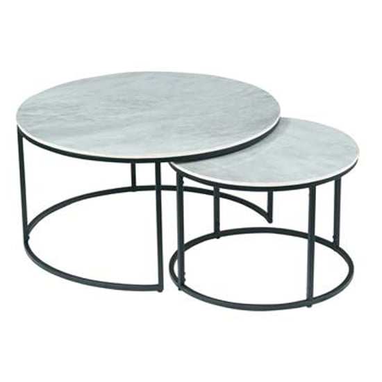 Tifton Set Of 2 Sintered Stone Coffee Tables Round In Boya Grey