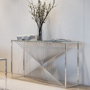 Accrington Clear Glass Console Table With Steel Frame