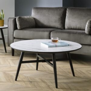 Fabiola Wooden Coffee Table In White Marble Effect