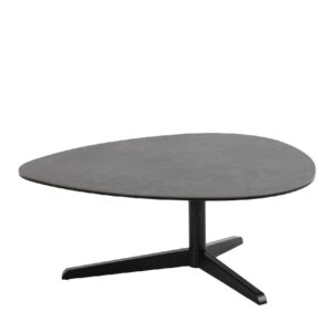 Burwell Ceramic Coffee Table Small With Metal Base In Black