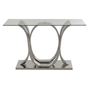 Armanda Glass Console Table With Curved Stainless Steel Base