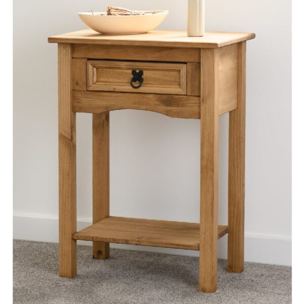 Central Wooden Console Table With 1 Drawer In Oak