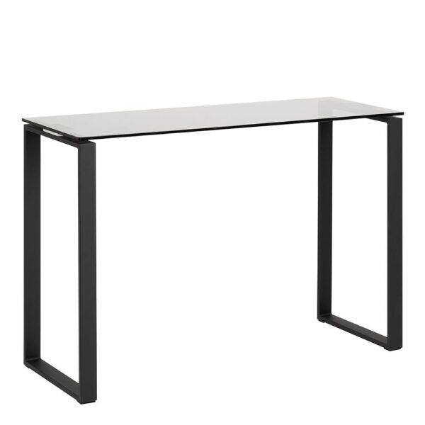 Keene Smoked Glass Console Table With Black Metal Frame