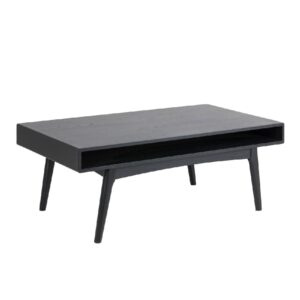 Manila Wooden Coffee Table With Open Shelf In Black