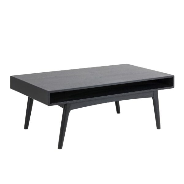 Manila Wooden Coffee Table With Open Shelf In Black