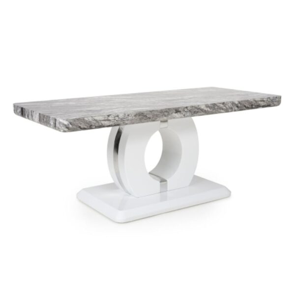 Naiva High Gloss Coffee Table In White And Grey Marble Effect