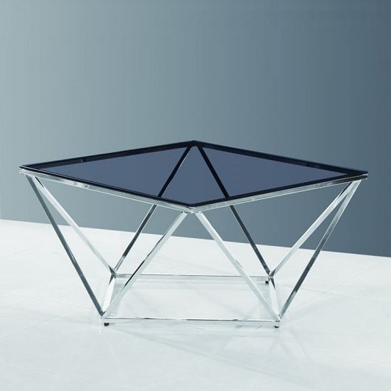 Penge Smoked Glass Coffee Table With Chrome Frame