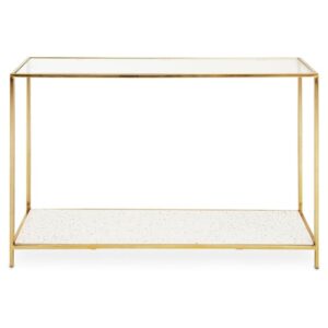 Nivea Clear Glass Top Console Table With Gold Metal Frame