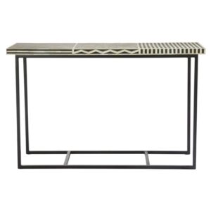 Algieba Wooden Console Table With Metal Base In Black