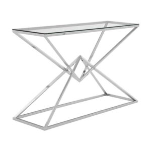 Alluras Clear Glass Console Table With Steel Silver Frame