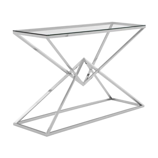 Alluras Clear Glass Console Table With Steel Silver Frame