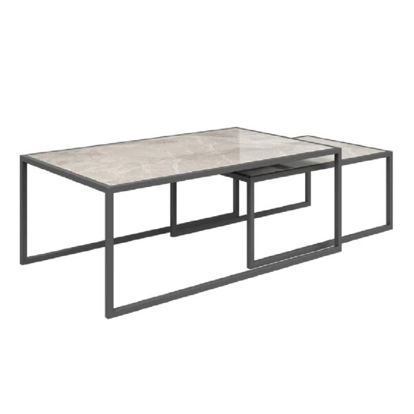 Barrie Ceramic Nesting Coffee Tables In Light Grey