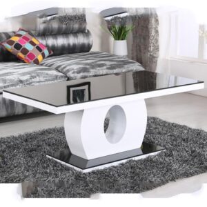 Eira Black Glass Coffee Table Rectangular With White Gloss Base