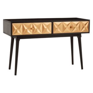 Horna Wooden Console Table With 2 Doors In Brown And Gold