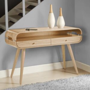 Marin Wooden Console Table In Oak With Spindle Shape Legs