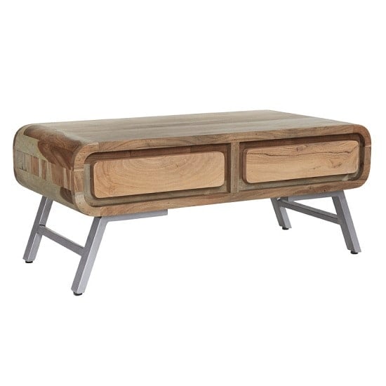 Reverso Wooden Coffee Table In Reclaimed Wood And Iron