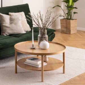 Alcoa Wooden Coffee Table Round With Undershelf In Oak