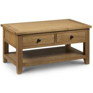 Aaralyn Wooden Coffee Table With 2 Drawers In Waxed Oak