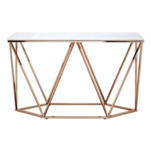 Alluras White Marble Console Table With Champagne Gold Frame