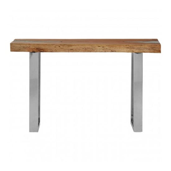 Almory Wooden Console Table In Natural And Silver