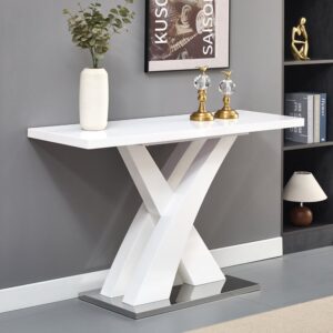 Axara Rectangular High Gloss Console Table In White