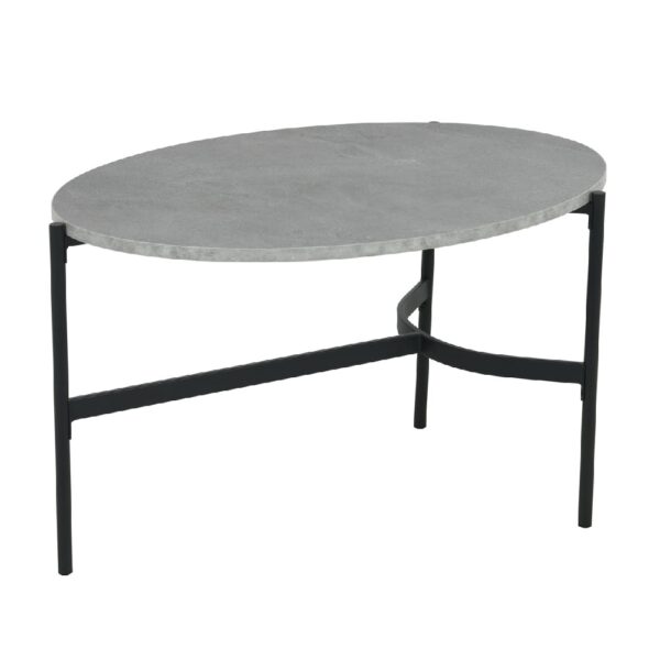 Bastrop Ceramic Coffee Table With Black Legs In Grey