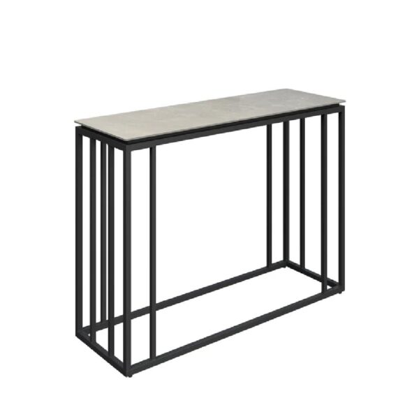 Cabazon Ceramic Console Table With Black Frame In Grey