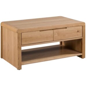 Camber Wooden Coffee Table With 2 Drawers In Waxed Oak