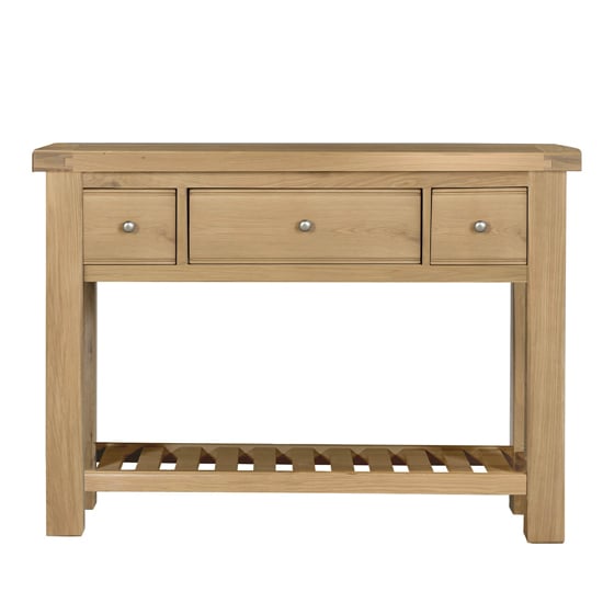 Danville Wooden Console Table With 3 Drawers In Oak