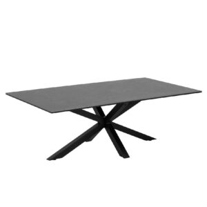 Haines Ceramic Coffee Table With Metal Frame In Black