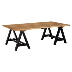 Hampro Wooden Coffee Table With Black Metal Legs In Natural