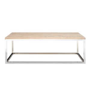 Hampro Wooden Coffee Table With Silver Frame In Natural