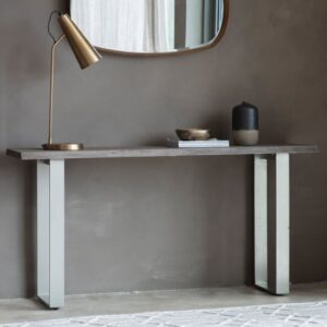 Hinton Wooden Console Table With Metal Legs In Grey