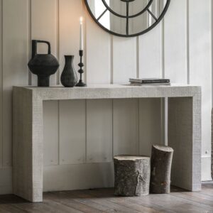 Inca Wooden Console Table In Whitewash