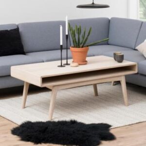 Marta Wooden Coffee Table With 1 Shelf In Oak White