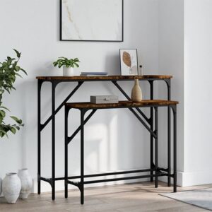 Rivas Set Of 2 Wooden Console Tables In Smoked Oak