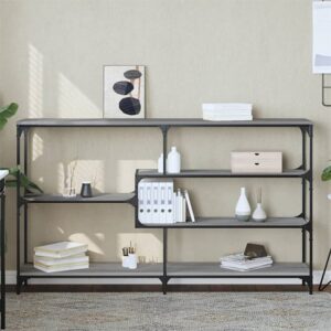 Rivas Wooden Console Table Wide With 4 Shelves In Grey Sonoma Oak