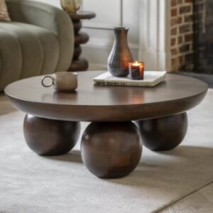 Salerno Wooden Coffee Table Round In Dark Oak