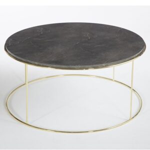 Salvo Wooden Coffee Table Round In Dusky Marble Effect