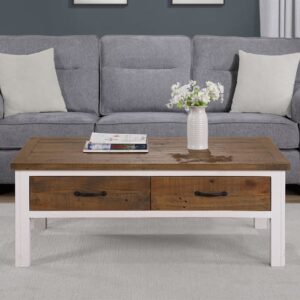 Savona Wooden Coffee Table With 4 Drawers In Oak And White