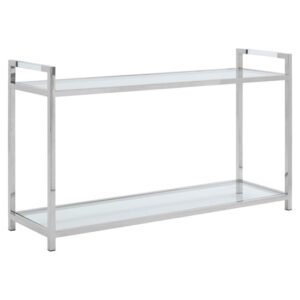 Sceptrum Clear Glass Top Console Table With Silver Steel Base