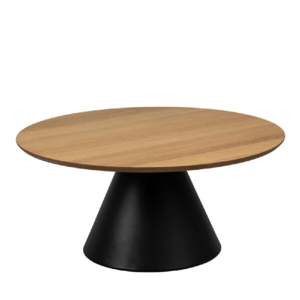 Seguin Wooden Coffee Table Large Round In Oak And Black