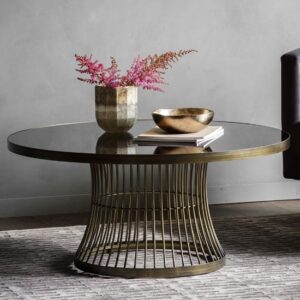 Alexxis Round Glass Top Coffee Table In Bronze