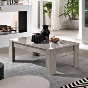 Breta High Gloss Coffee Table Rectangular In Grey Marble Effect