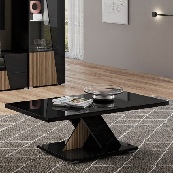 Enna High Gloss Coffee Table Rectangular In Black