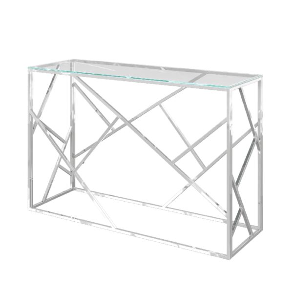 Keele Clear Glass Rectangular Console Table In Chrome Frame