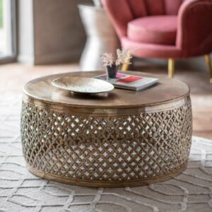 Khaliah Metal Round Coffee Table In Light Gold