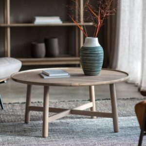 Kinghamia Wooden Round Coffee Table In Grey