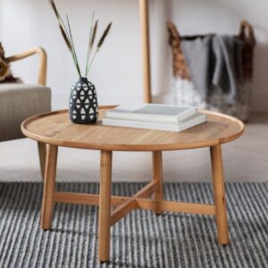 Kinghamia Wooden Round Coffee Table In Oak