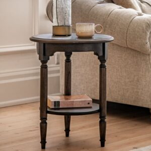 Madisen Wooden Round Side Table In Coffee